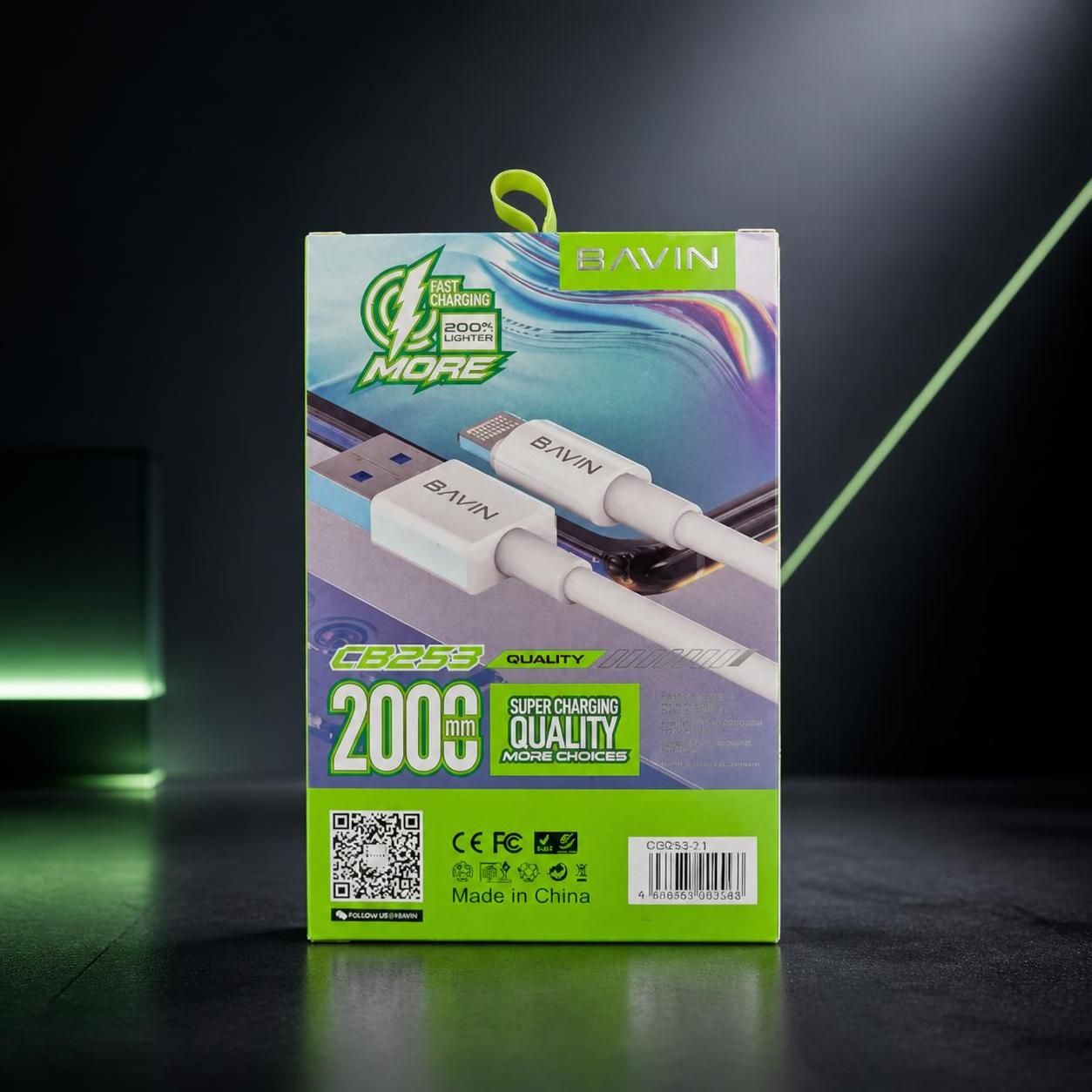 کابل شارژ USB to Lightening برند باوین مدل CB253سايز 2متري
