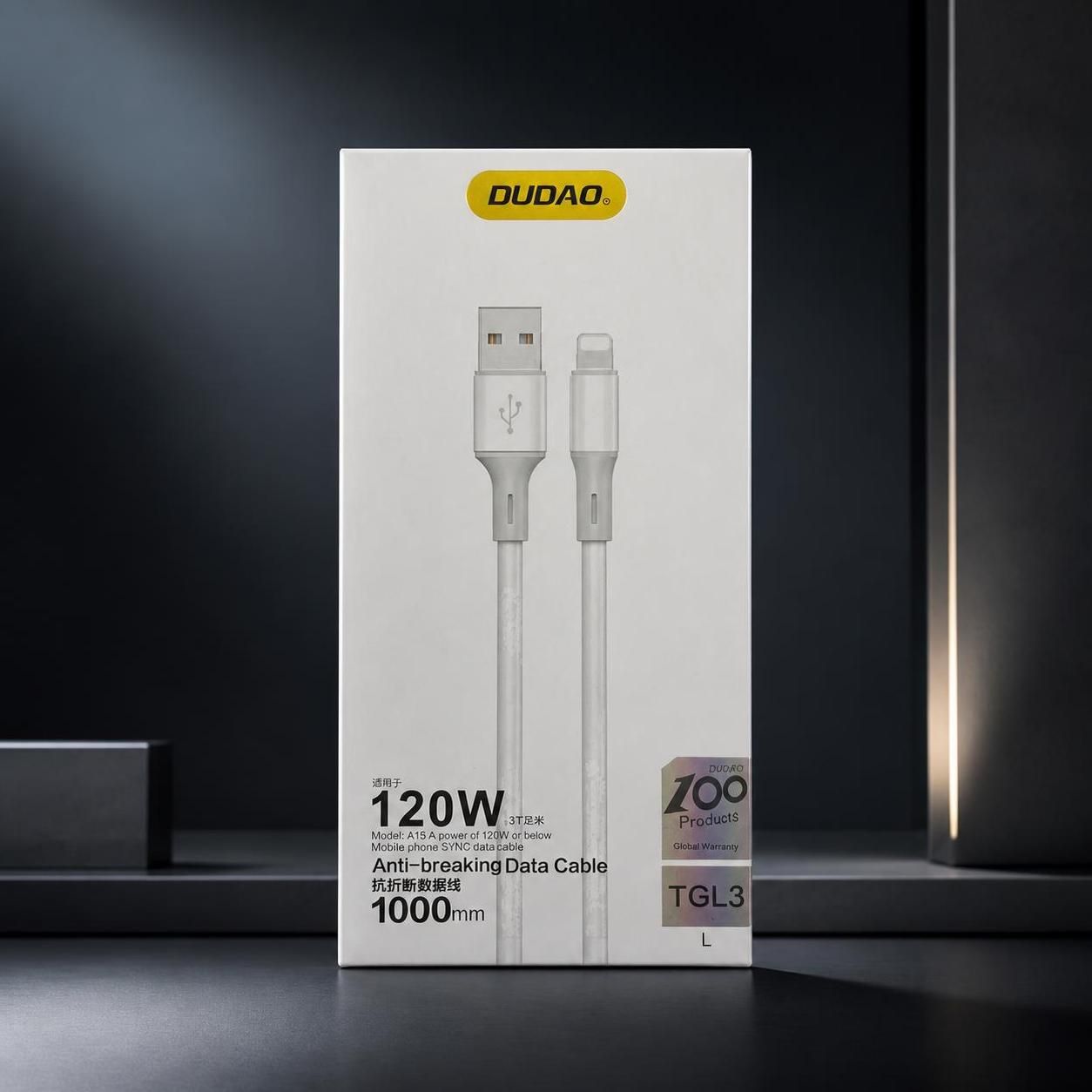 کابل USB To Lightening برند دودا مدل TGL3 توان شارژ 120 وات